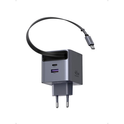 Chargeur UGREEN Retractable USBA USBC Noir 45W
