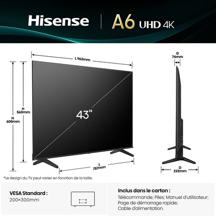 TV LED HISENSE 43A6Q 2025