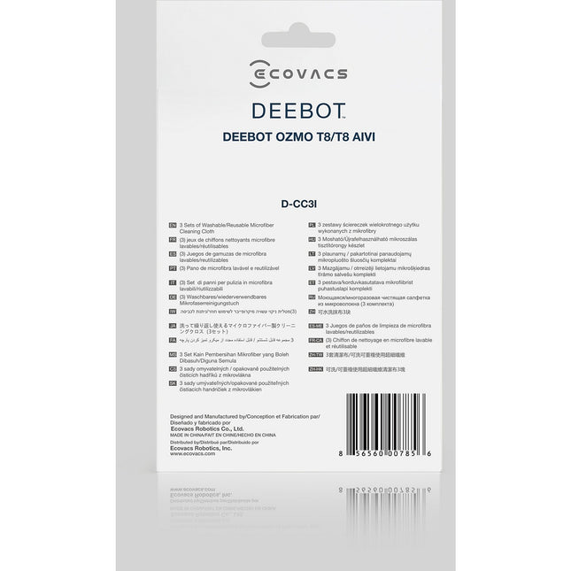 Lingettes et serpillères ECOVACS Lavage microfibre réutilisable D-CC3I robot Deebot T8 N8