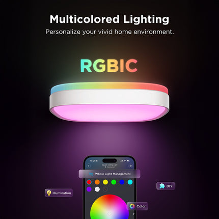 Plafonnier GOVEE Plafonnier connecte carre RGBWW+RGBIC 12