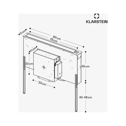 Hotte plan de travail KLARSTEIN Brisa 90 cm 708 m³/h A+ 42 dB Inox