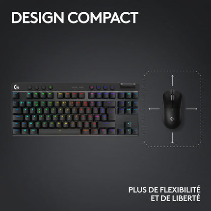 Clavier gamer sans fil LOGITECH Pro X LIGHTSPEED TKL Tactile Noir