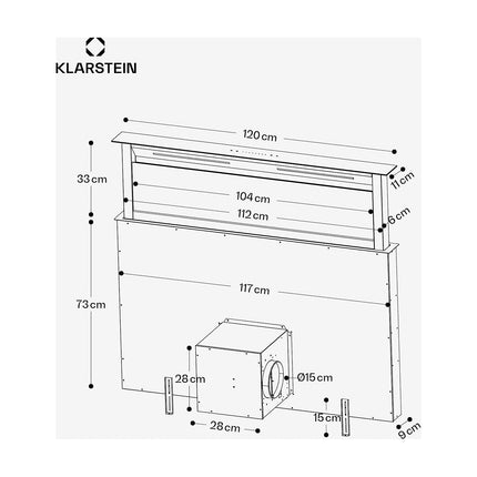 Hotte escamotable KLARSTEIN Royal Flush Eco 120cm 840m³/h 64 dB Noir