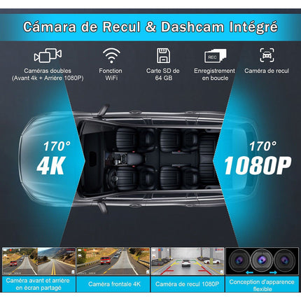 Autoradio connecté JUNSUN 10.26" GPS KAM USB Avec écran Carplay