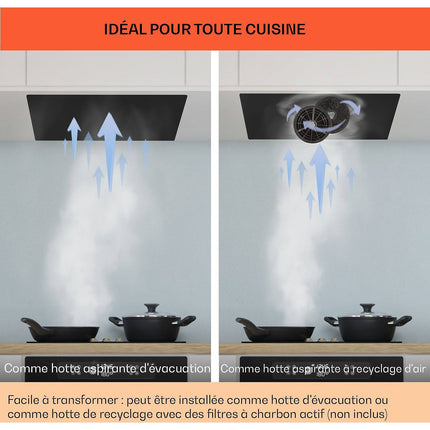 Hotte encastrable KLARSTEIN Camila encastrée 70cm 397m³/h LED inox