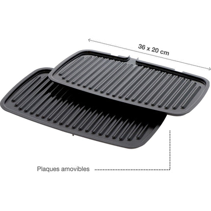 Grille-viande MIOGO MMG1 noir plaques amovibles, 36x20 cm