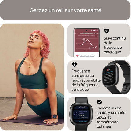 Montre santé FITBIT Versa 4 Aluminium Graphite et