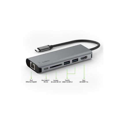 Hub USB C BELKIN USB-C /multiports 6 en 1