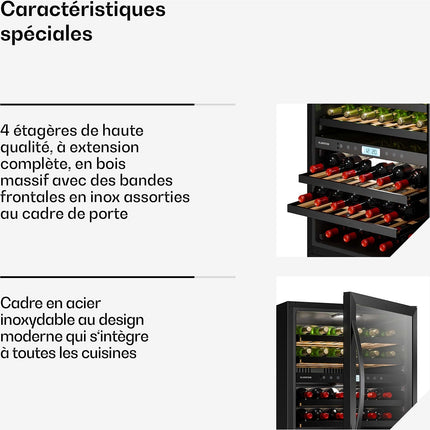 Cave à vin polyvalente KLARSTEIN VeroSteel 2 zones 129L 43 bt 60 cm Noir