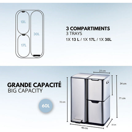 Poubelle de cuisine tri sélectif KITCHEN MOVE HAJA