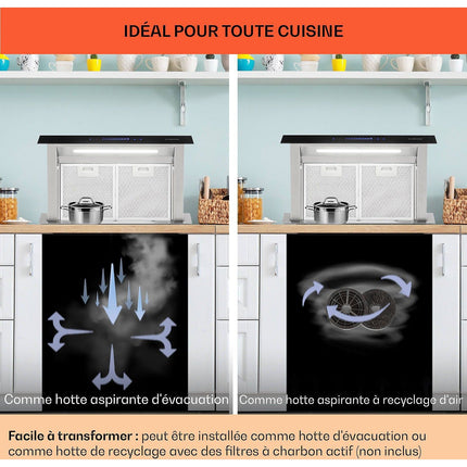 Hotte escamotable KLARSTEIN Royal Flush Eco 60 cm 576 m³/h A++ Noir