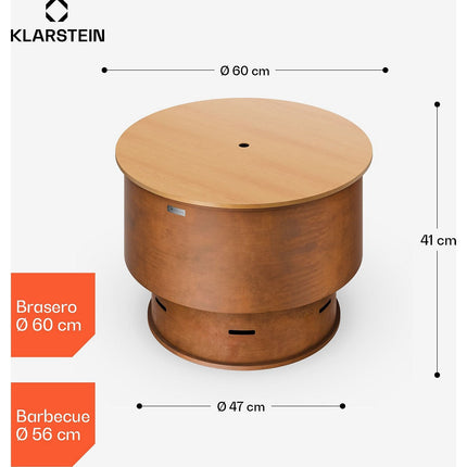 Brasero BLUMFELDT Pompeji 60cm pare-étincelles Rust
