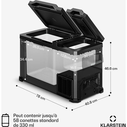 KLARSTEIN Arctiq Duo compresseur 43L 78 cm Noir