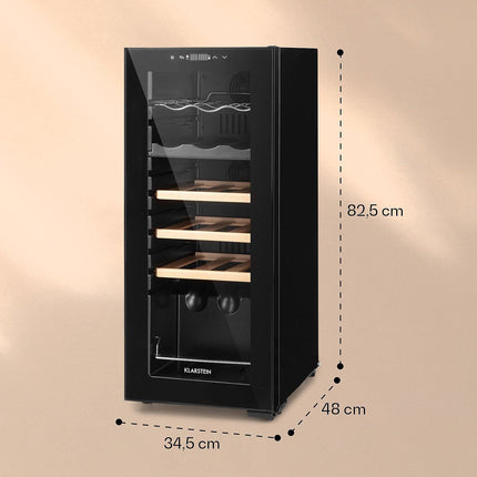 Cave à vin polyvalente KLARSTEIN Bovella 18 Duo+ 50L 18bt Verre