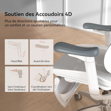 Fauteuil ergonomique SIHOO C300L JT chaise ergonomique blanc
