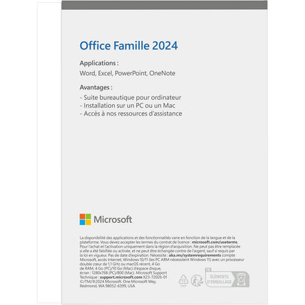Logiciel de bureautique MICROSOFT Office Famille 2024