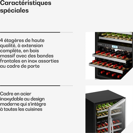 Cave à vin polyvalente KLARSTEIN VeroSteel 2 zones 129L 43 bt 60 cm Inox