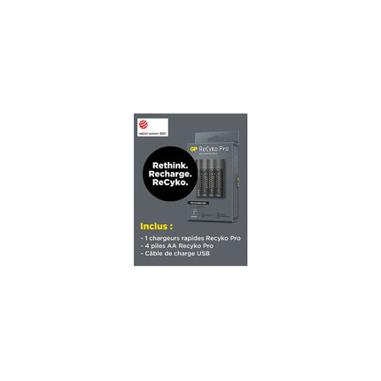Chargeur secteur GP Recyko pro P461 1h + 4 accu AA 2000mAh