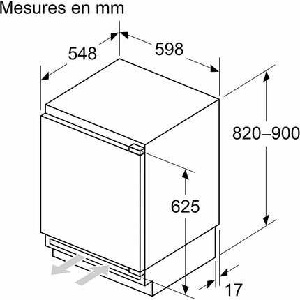 Congélateur top encastrable SIEMENS GU21NADE0 intégrable 82cm pantographes