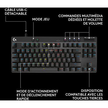 Clavier gamer LOGITECH G Pro X TKL Rapid Noir