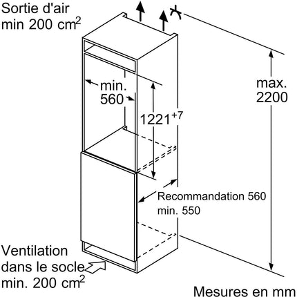 Réfrigérateur 1 porte encastrable BOSCH KIR41NSE0 Série 2 tiroir MultiBox XXL