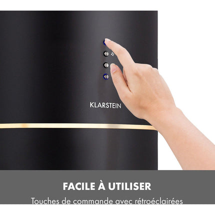 Hotte décorative îlot KLARSTEIN Tron Ambience Ø 38 cm 540 m³/h noir