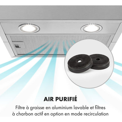 Hotte décorative îlot KLARSTEIN Structura 41cm 624m³/h classe A LED inox