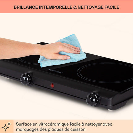 Domino vitrocéramique KLARSTEIN Cookbuddy 2 zones 2400W 5 vitesses noire