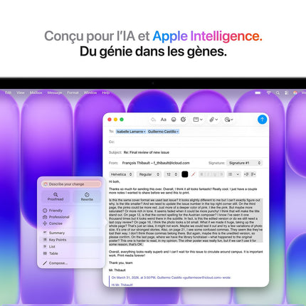 Ordinateur Apple MACBOOK Neo Puce A18 Pro CPU 6 / GPU 5 coeurs Mémoire RAM 8Go Stockage