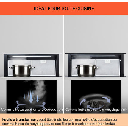 Hotte escamotable KLARSTEIN Royal Flush Eco 90cm 714m³/h A+