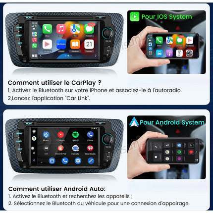 Autoradio connecté JUNSUN pour Seat lbiza Baujahr 2009-13 Carplay
