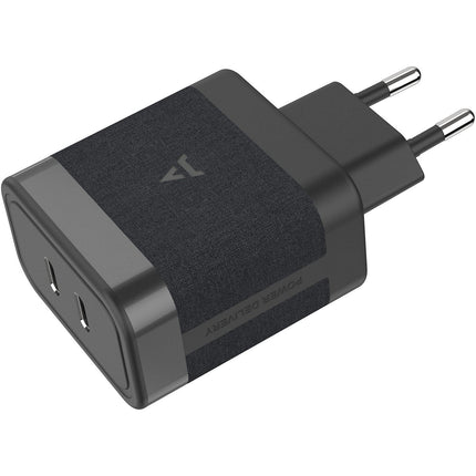 Chargeur ordinateur portable ADEQWAT 65W charge rapide 2 USB-C - Noir