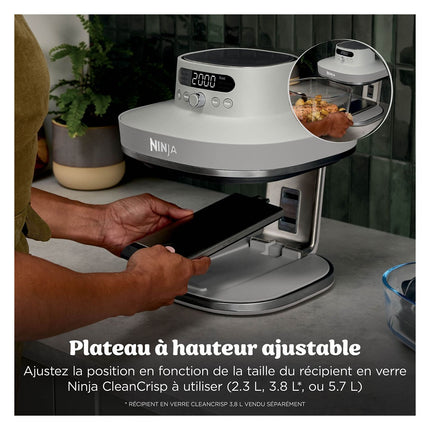 Friteuse sans huile NINJA CRISPi PRO 7-en1, 2 récipients en verre de 5.7 et 2.3L, AS101EULG