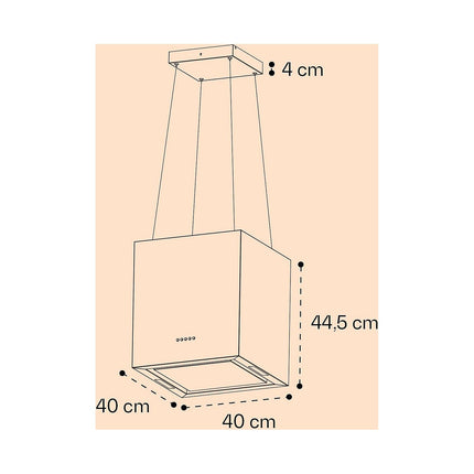 Hotte décorative îlot KLARSTEIN Lustre en îlot 596m³/h LED CEE A noir