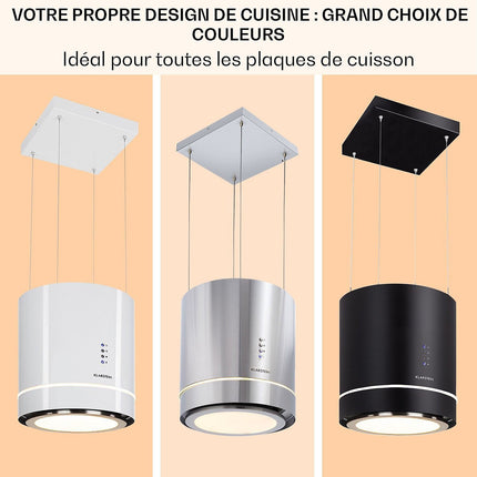 Hotte décorative îlot KLARSTEIN Tron Ambience îlot Ø38cm 540m³/h inox
