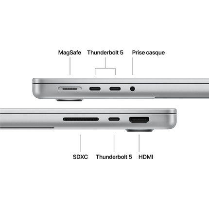 Ordinateur Apple MACBOOK Pro 14" Puce M5 Pro CPU 18 / GPU 20 coeurs Mémoire RAM 24Go Stockage 2To SSD XDR