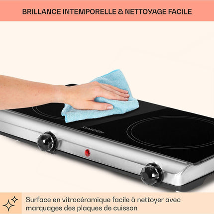Domino vitrocéramique KLARSTEIN Cookbuddy 2 zones 2400W 5 vitesses inox