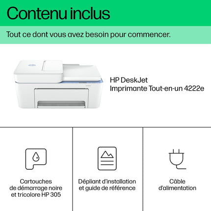 Imprimante jet d'encre HP DeskJet 4222e éligible Instant Ink Reconditionné