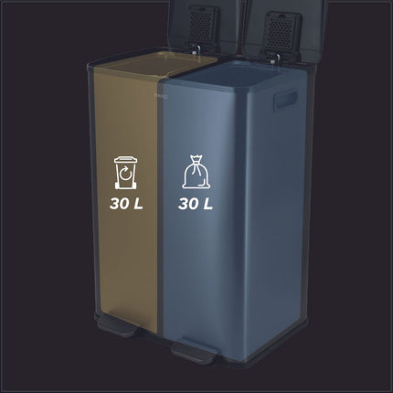 Poubelle de cuisine tri sélectif MIOGO 60L