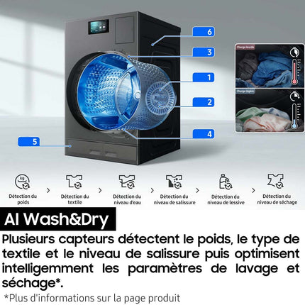 Lave linge séchant hublot SAMSUNG WD18DB8995BZT2 Bespoke AI Combo