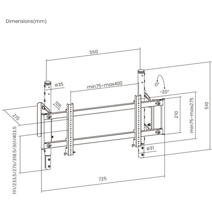 Support OPLITE R8 ON TOP MONITOR MOUNT Noir