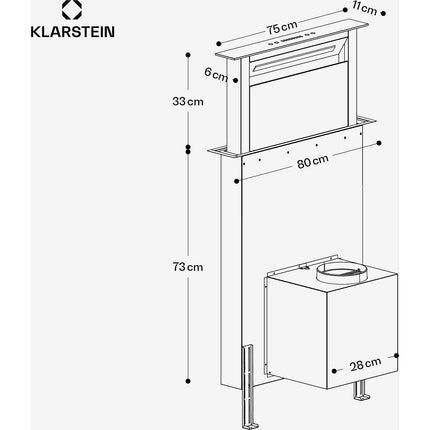 Hotte escamotable KLARSTEIN Royal Flush Eco 75cm 713,8m³/h A++ blanc