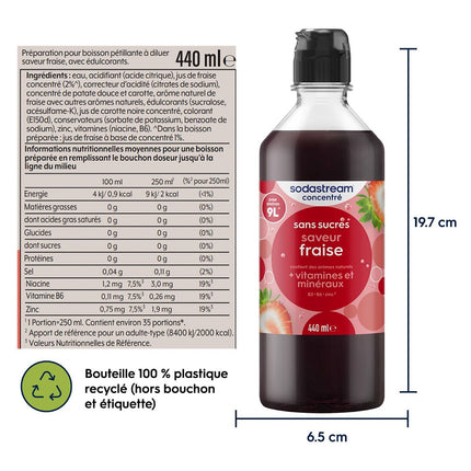 Concentré SODASTREAM saveur FRAISE sans sucres 440 ml