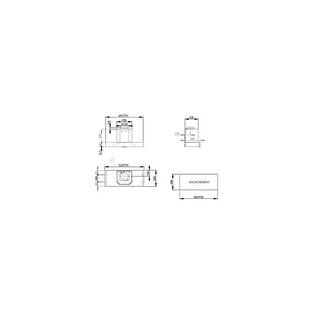 Hotte encastrable ROBLIN INSPIRATION 770 INOX