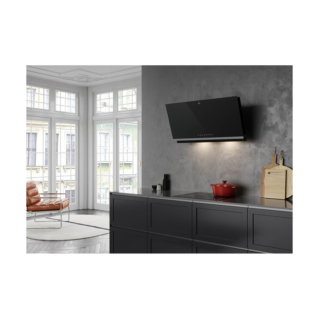 Hotte décorative murale inclinée ROBLIN EDEN 900 VERRE NOIR