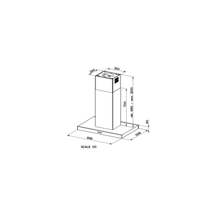 Hotte décorative îlot FABER COMFORT ILOT BK MATT A90
