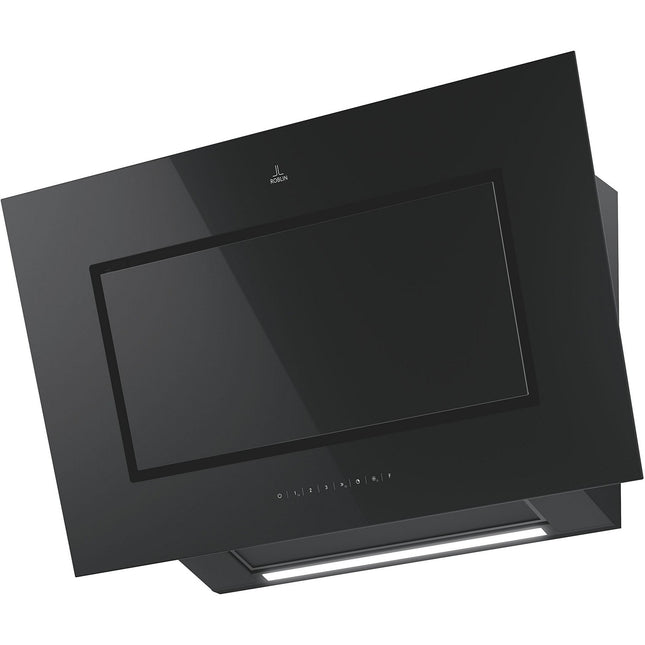 Hotte décorative murale inclinée ROBLIN CAPSULE 900 VERRE NOIR SANS MOTEUR