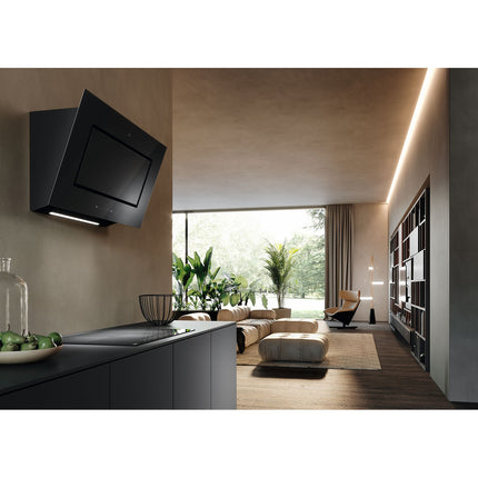 Hotte décorative murale inclinée ROBLIN CAPSULE 900 VERRE NOIR SANS MOTEUR