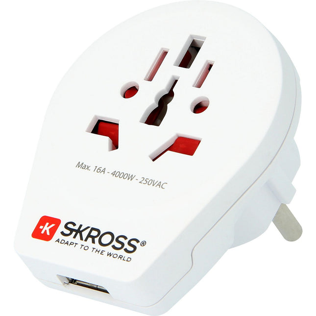 Adaptateur de voyage SKROSS Monde vers Europe +1 USB-A