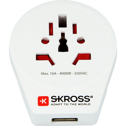 Adaptateur de voyage SKROSS Monde vers Europe +1 USB-A